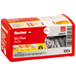 🔩 Fischer Spreizdübel SX Plus 5 x 25, Schachtel mit 100 Nylondübeln Angebot bei HelloDeals