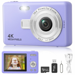 Digitalkamera Fotokamera mit 64GB Karte, 1080P FHD 40MP Kinder Kamera 2.4" LCD (Lila) 📷 Angebot bei HelloDeals