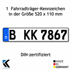 🇩🇪 Euro-Kennzeichen | Kfz Kennzeichen DIN-zertifiziert für Deutschland (520x110 mm) (schwarze Schrift) 🚗 Angebot bei HelloDeals