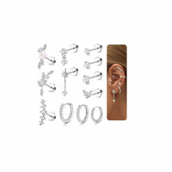 12 Stück Helix Piercings Chirurgenstahl Ohrringe Piercing Set CZ Blume Ohr Piercing Ohrstecker Angebot bei HelloDeals