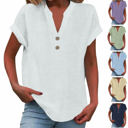 Leinenbluse Damen Elegante Baumwolle Leinen Tshirt Leinenshirt 🌟 Angebot bei HelloDeals