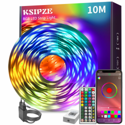 🎉 KSIPZE Led Streifen 10m - RGB LED Strip mit Fernbedienung Bluetooth App Angebot bei HelloDeals
