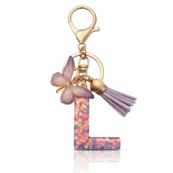 Entzückender Schlüsselanhänger mit Buchstabe und Schmetterling 🦋 - Perfektes Geschenk für Frauen und Mädchen Angebot bei HelloDeals
