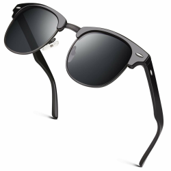 🕶️ GQUEEN Horn Gestell Halbrahmen Retro Polarisiert Sonnenbrille Herren Damen - 20% Rabatt! Angebot bei HelloDeals