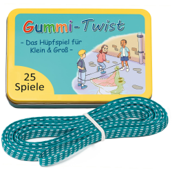 GLÜCKSWOLKE Gummitwist + Buch mit 25 Spiele 🌈🎁 - Indoor & Outdoor Spielzeug für Kinder ab 6, 7, 8, 9, 10 Jahre Angebot bei HelloDeals