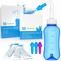 👃 Nasendusche Set NARSA® 🌿 30x Nasenspülsalz 🌊 Nasenreinigung und Nasenspülung ✨ Angebot bei HelloDeals