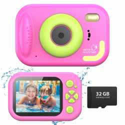 📸🌊 Unterwasserkamera 48MP Kinderkamera 10M Wasserdicht Digitalkamera Schnorcheln Fotoapparat Spielzeug Geschenk für Kinder 1080P 10x Digitalzoom mit 32GB Karte Rosa Angebot bei HelloDeals