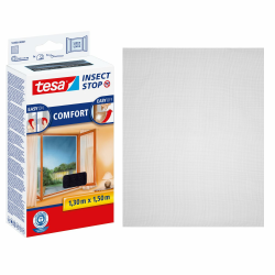 tesa Insect Stop Comfort Fliegengitter für Fenster - Insektenschutz mit Klettband selbstklebend - Anthrazit Angebot bei HelloDeals