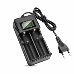 Akkuladegerät LCD-Display, 2-Steckplatz Li-Ion-Akkuladegerät mit Intelligenter Schnellladung Angebot bei HelloDeals