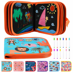 🎨 Malbuch für Kinder mit 12 Stiften | Graffiti-Zeichenbrett | Wiederverwendbar & Tragbar - Tierwelt Angebot bei HelloDeals