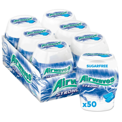 🌬️🍬 Airwaves Kaugummi Strong, Zuckerfrei, weiß, 6 Dosen (6 x 50 Dragees) 🍬🌬️ Angebot bei HelloDeals