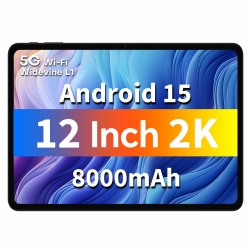 ODEA Tablet 12 Zoll 2K 2000x1200 Display, A12 Android 15 Tablets, 12GB RAM+128GB ROM(2TB TF), 8000mAh Angebot bei HelloDeals