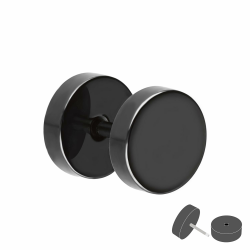 🔥 Fake Plug Ohrstecker aus Titan - 6 Größen - Schwarz 🔥 Angebot bei HelloDeals