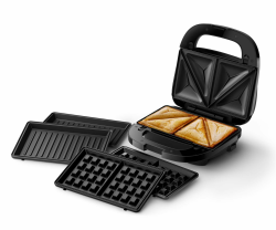 Angebot: Philips Sandwichmaker 5000 Serie, 750 W, 🥪 Panini, 🥞 Waffeln, Sandwichplatten, Schwarz/Silber (HD2350/80) Angebot bei HelloDeals