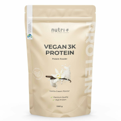 Nutri + Vegan Protein Pulver Vanille 1 kg 81% Eiweiß - 3k Proteinpulver 1000 g Angebot bei HelloDeals