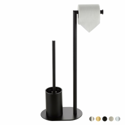 🚽 BVL WC Garnitur Schwarz | Edelstahl WC Garnitur mit Toilettenpapierhalter 🧻 | Klopapierhalter mit Klobürste | Klorollenhalter stehend WC Bürstengarnitur Angebot bei HelloDeals