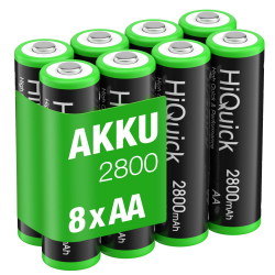 HiQuick AA Akku, NI-MH Mignon AA 2800mAh Akku - 8er Pack 🔋🔋🔋 Angebot bei HelloDeals