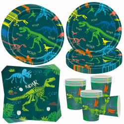 Dino Dinosaurier Partygeschirr Set für 16 Gäste 🦕🎉 Angebot bei HelloDeals