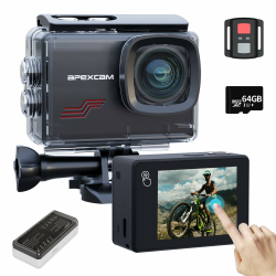 Apexcam M80pro mit 64G Karte Action Cam 4K60FPS 64MP WLAN Sportskamera 📷🌊 Angebot bei HelloDeals