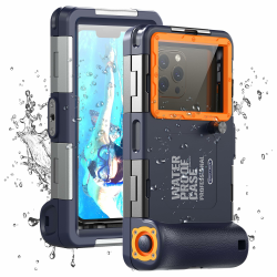 📸🌊 Unterwasser-Tauchgehäuse für Smartphones [15m/50ft] - Blau-Orange Angebot bei HelloDeals