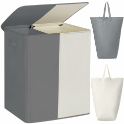 🌟Sonderangebot! WOWLIVE 154L Doppelter Wäschekorb mit Deckel 🧺 Angebot bei HelloDeals