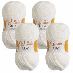🧶 Wollidu Mila Garn zum Häkeln und Stricken 4 x 50g/133m Strickgarn 100% Polyacryl Häkelgarn Weiß 🧶 Angebot bei HelloDeals