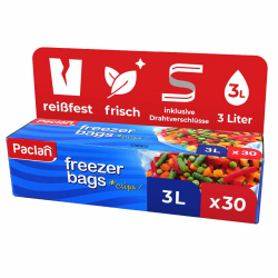 🌟 Angebot: Paclan Gefrierbeutel, 3 ltr (30er Pack) Transparent 🌟 Angebot bei HelloDeals