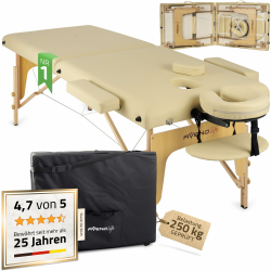 HABYS Sofia Massageliege | Klappbar Holz 2 Zonen | Massagetisch mit Vollausstattung | 185 x 70 x 85 cm, bis 250 kg | Beige 🌿🌟 Angebot bei HelloDeals
