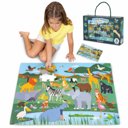XXL Puzzle 48 Teile Kinder - BONNYCO | Floor Puzzle Dschungeltiere 🦁 | Bodenpuzzle Kinder Geschenke für Jungs Mädchen Angebot bei HelloDeals