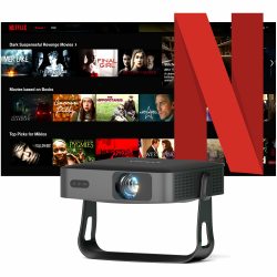 Smart Beamer Mini Beamer 4K mit Netflix Lizenzierung & 360° Drehbarer Stand Angebot bei HelloDeals
