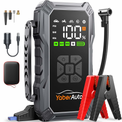 YaberAuto Starthilfe Powerbank mit Luftkompressor, 150PSI 5500A Auto Starthilfe, 23,800mAh Starthilfe, Starthilfe Auto mit LCD Bildschirm und 500 Lumen Notlicht 🚗🔋 Angebot bei HelloDeals