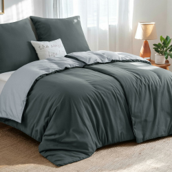 Aisbo Bettwäsche 135x200 4teilig Grau - Wendebettwäsche 135x200cm 4tlg mit Reißverschluss Angebot bei HelloDeals