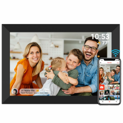 📸 Digitaler Bilderrahmen WiFi 10,1 Zoll 1280x800 IPS LCD Touchscreen, Schwarz Angebot bei HelloDeals
