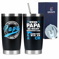 Vatertagsgeschenk für Papa - Lustiger Thermobecher mit Sprüchen und Emojis Angebot bei HelloDeals