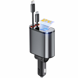 🔋🔌 Aimtel Einziehbares Auto Ladegerät Zigarettenanzünder USB Adapter 66W Schnellladegerät KFZ Ladegerät USB C Zigarettenanzünder Angebot bei HelloDeals