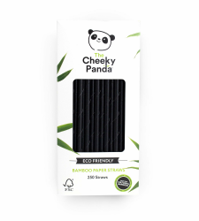 🍹 The Cheeky Panda Bambus Strohhalme Papier Schwarz | 250 x Cocktail Strohhalme 🍹 Angebot bei HelloDeals