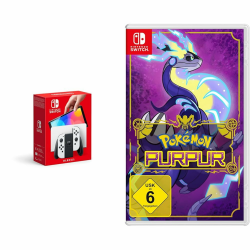 🎮 Nintendo Switch-Konsole (OLED-Modell) Weiß + Pokémon Purpur 🦄 Angebot bei HelloDeals