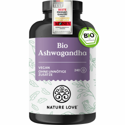 🌿 NATURE LOVE® Bio Ashwagandha - 240 Kapseln - Hochdosiert - Laborgeprüft & Vegan 🌱 Angebot bei HelloDeals