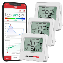🌡️🔵 ThermoPro TP357-3 80m Bluetooth Hygrometer Innen 3er Set 🏠📱 Angebot bei HelloDeals