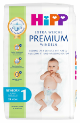👶🌟 HiPP Extra Weiche Premium Windeln 1, Newborn 2-5 kg, 72 Stück (3 Packungen mit 24) 🌟👶 Angebot bei HelloDeals