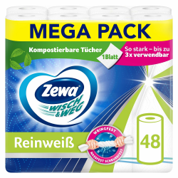 Angebot: Zewa WischundWeg Reinweiss Küchenrolle mit Power-X-Struktur, 48 Stück 🧻 Angebot bei HelloDeals