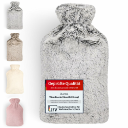 Blumtal Premium Wärmflasche mit Kunstfell-Bezug 1,5l 😍 - Wärmeflasche aus Naturkautschuk Angebot bei HelloDeals