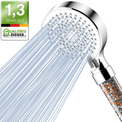 🚿 Magichome Wassersparender Duschkopf mit Filter 5 Strahlarten Handbrause Duschkopf Filter mit 3-Lagen-Filtration Mineralsteinen Druckerhöhende Duschbrause und Ersatz-Filterperlen, Weiß Angebot bei HelloDeals