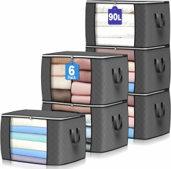 🌟 Budding Joy 6 Stück 90L Aufbewahrungstasche mit Deckel Große 🌟 Angebot bei HelloDeals