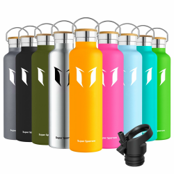 Super Sparrow Trinkflasche Edelstahl - 350ml/500ml/620ml/750ml/1L 🌟 Auslaufsicher Thermoskanne 🌿 BPA-Frei Wasserflasche 💧 Thermosflasche Kinder für Sprudel, Sport, Schule, Fitness Angebot bei HelloDeals