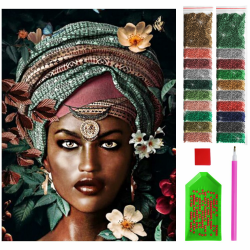 💎🎨 ARTULIO Diamond Painting Set – Frau mit Turban - 30x40 cm – 5D Diamant Painting Bilder DIY, Diamond Painting Erwachsene Angebot bei HelloDeals