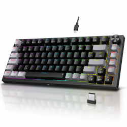 🎮 KOORUI Mechanisch Tastatur, Gaming Tastatur Kabellos/Kabelgebunden/Bluetooth 26 RGB Wiederaufladbare 4000mAh Batterie 82 Tasten Deutsches Layout QWERTZ für Windows MacOS Linux-Rotem Schalter Angebot bei HelloDeals