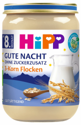🌙🍼 HiPP Bio Gute Nacht 3-Korn Flocken (6 x 190g) - Babymilchbrei ab 8. Monat Angebot bei HelloDeals