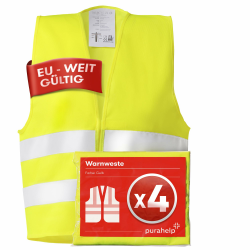 🚗 PURAHELP Warnwesten Auto 4er Set - EN ISO 20471 - Gelb - Sicherheitswesten für Erwachsene 🚨 Angebot bei HelloDeals
