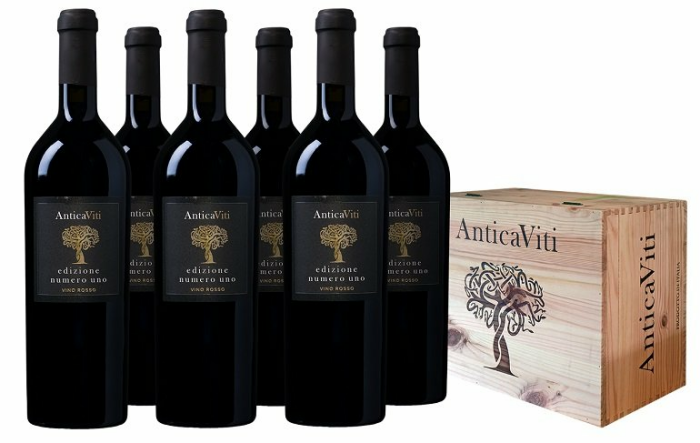 6 Flaschen Antica Viti Edizione Numero Uno Vino Rosso inkl. Holzkiste für 60€ inkl. Versand